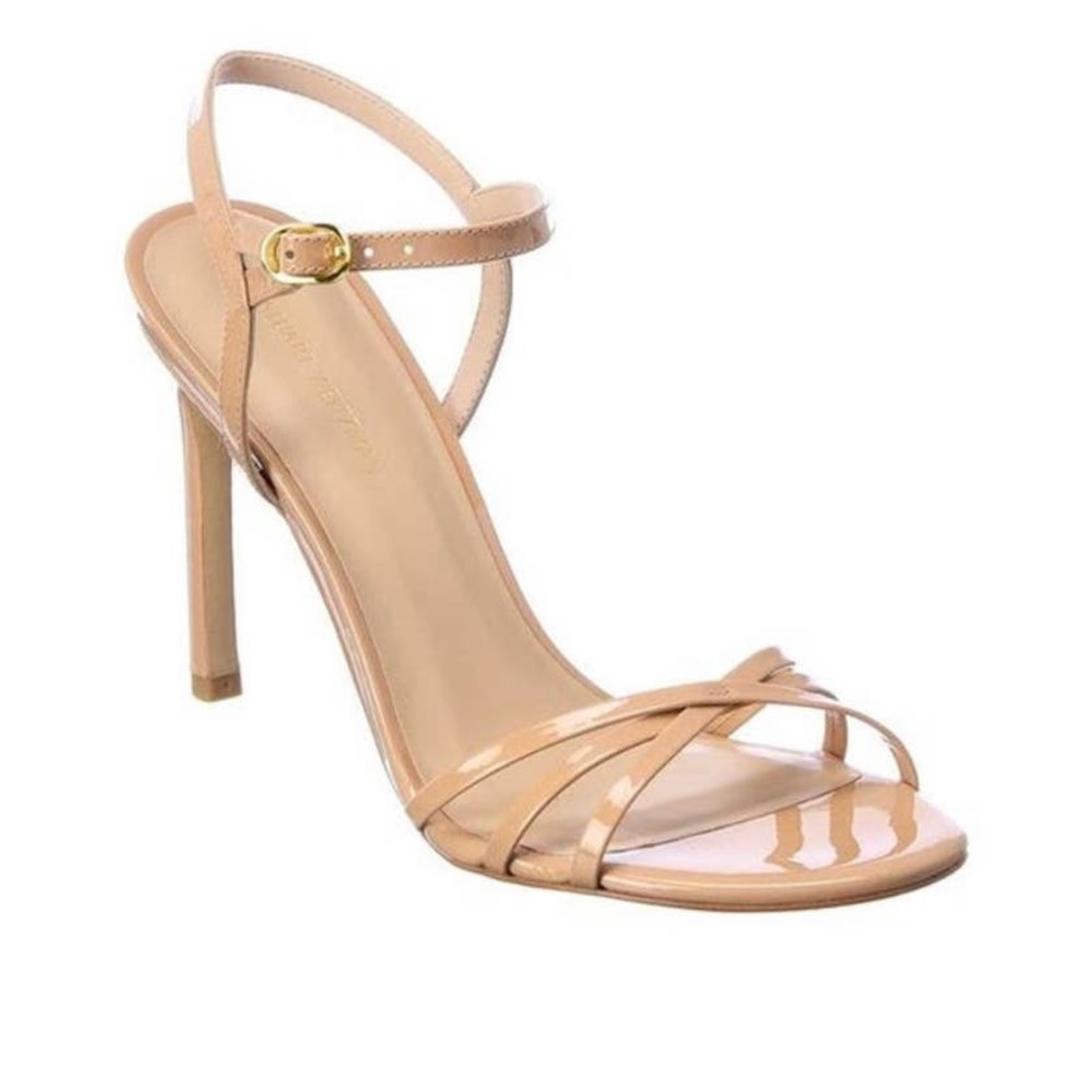 Stuart Weitzman Starla Patent Leather Strappy Nude Sandal 10